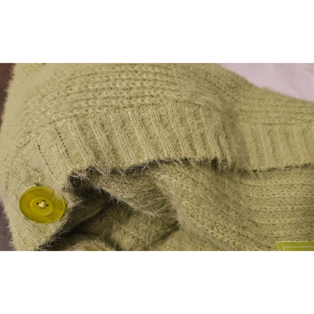 Too Foxy Y2K Green Shag Cardigan Sweater Academia Large‎ - Picture 8 of 8